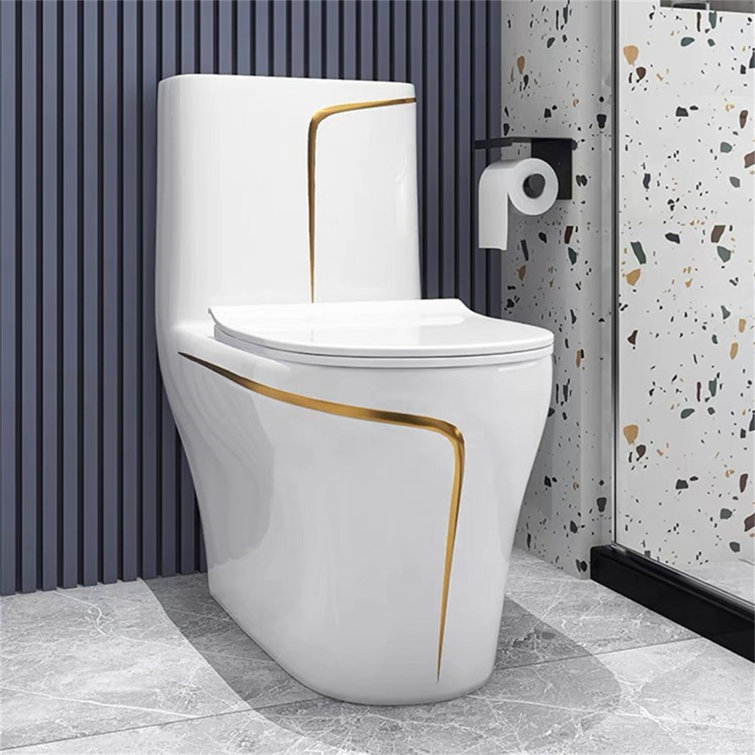 WATERMONY 1.46 GPF Elongated Comfort Height Floor Mounted One-Piece Toilet  (Seat Included)