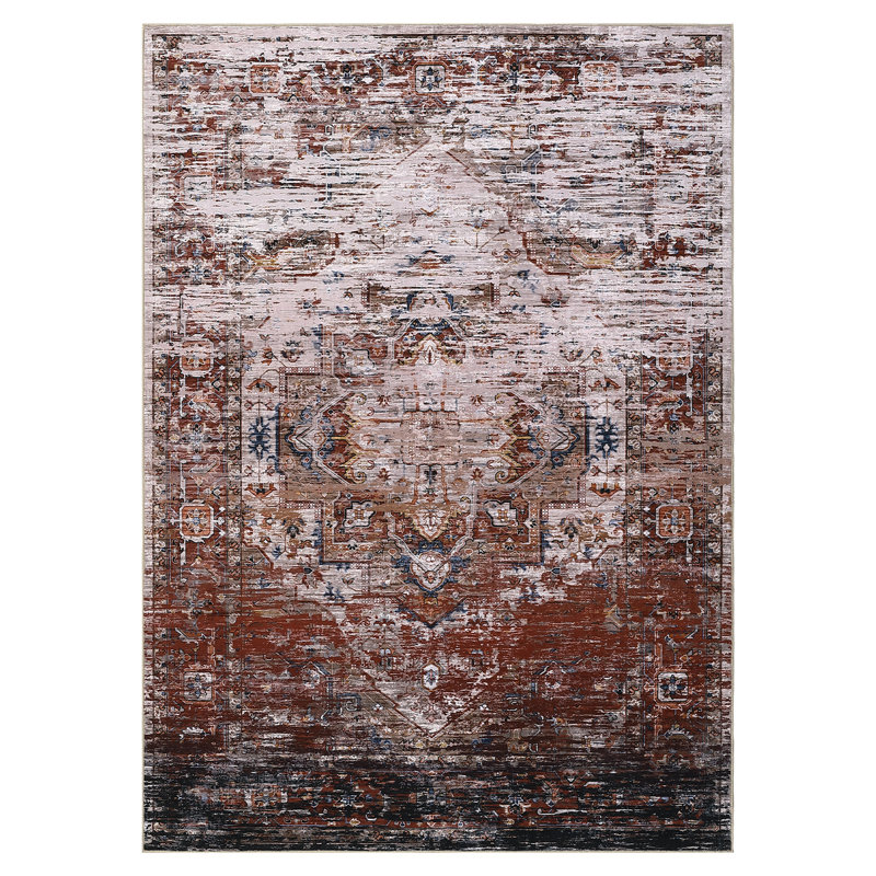 Oriental Machine Washable Rug Non-Slip Area Rug with Rubber Backing for Living Room Low-Pile Rug Indoor Floor Cover Ombre Rug for Bedroom Dining Room Playroom Office Dorm