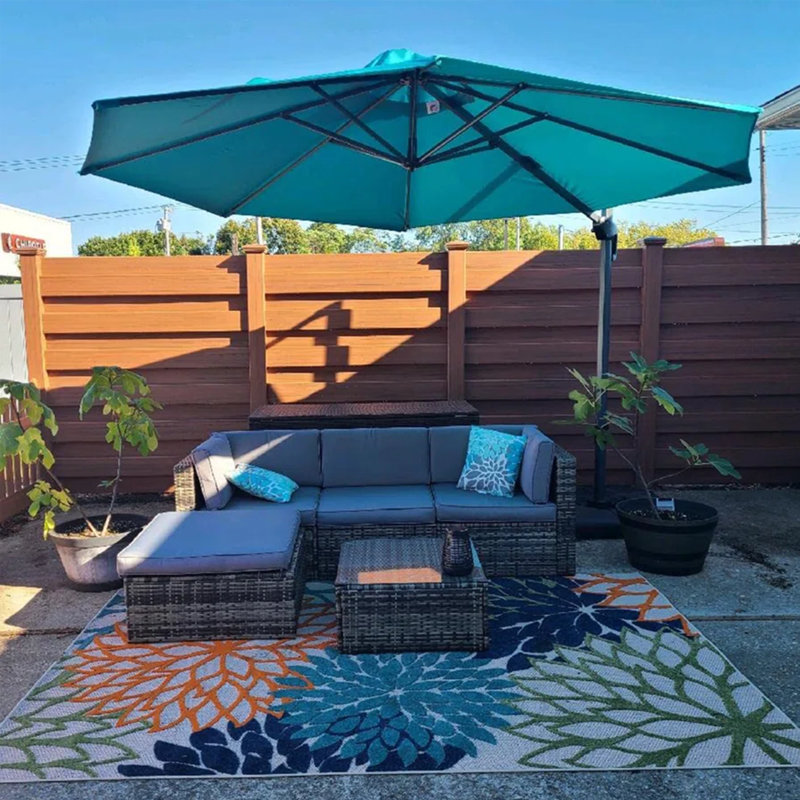 10' Cantilever Blue Umbrella Without Base, Turquoise Blue