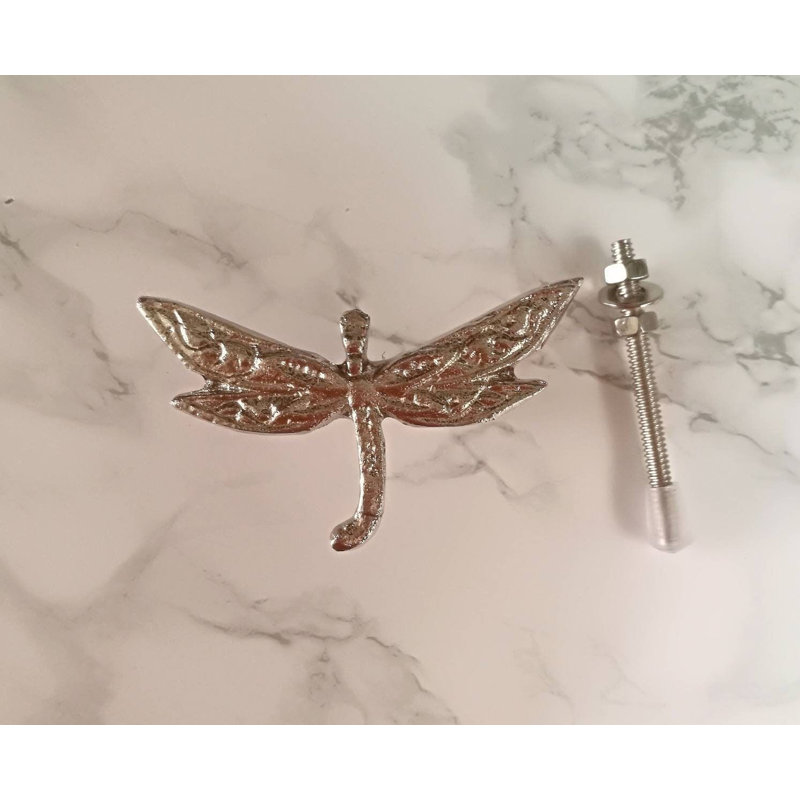 Silver Dragonfly Cabinet Knob