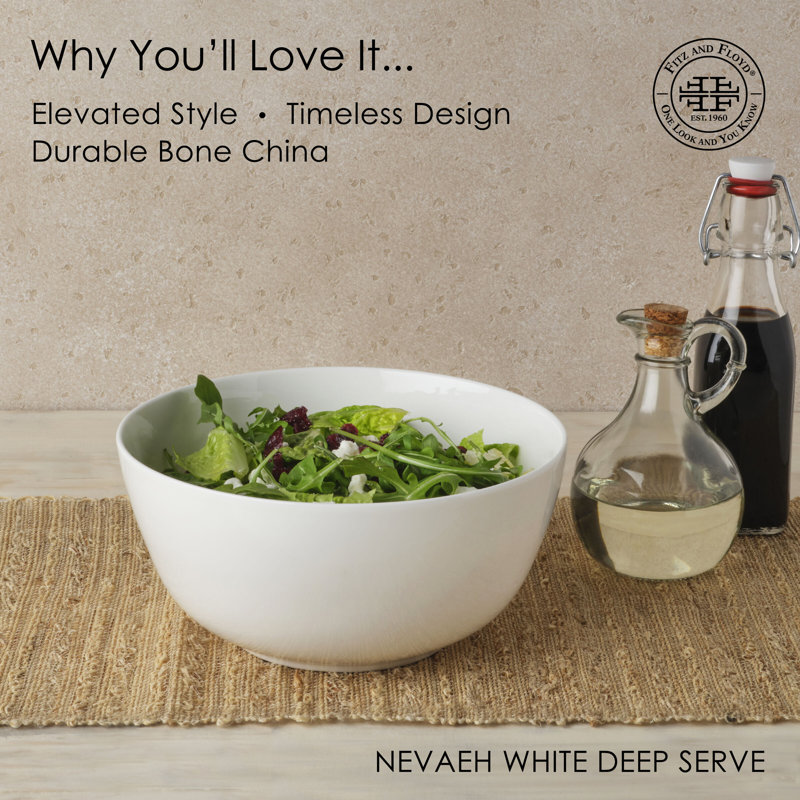 Fitz And Floyd Nevaeh White Deep Serving Bowl, 72-Oz