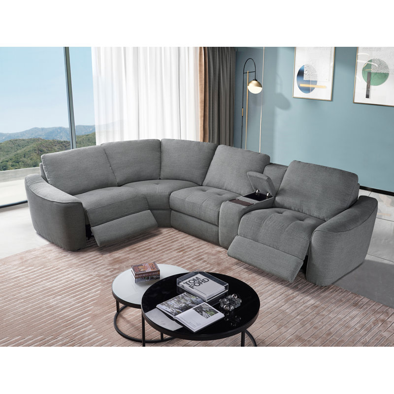 Canapé modulaire inclinable électrique luxueux 5 pièces avec rangement caché et recharge sans fil