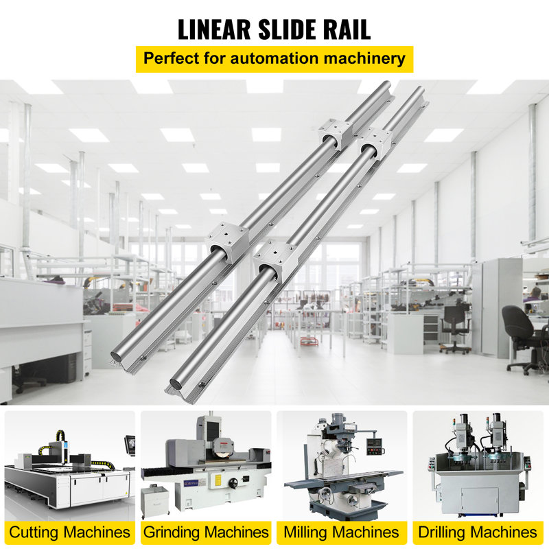 VEVOR Miniature Rail Linéaire Guide 800 Mm Avec 4 Blocs De Roulement Sbr16uu 58512464