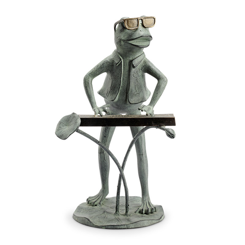 Statue de jardin grenouille musicien