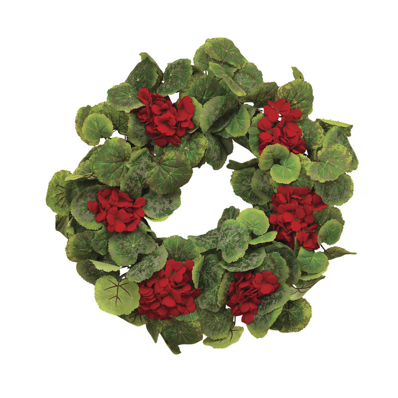 Enchanted Spring 24-Inch Fabric Geranium and Natural Twig Wreath – Timeless Floral Door Décor