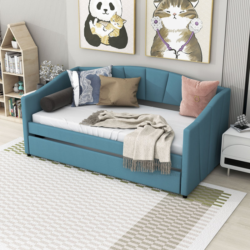 Lit de jour simple avec couchette Palmnue, Bleu