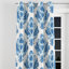 Boho Blackout Curtains - Contemporary Boho Blue And White Cloud Ikat Grommet Curtain - 1 Panel