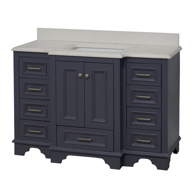 Ensemble de meuble-lavabo simple 48 po Loughlam, Quartz, Gris marine