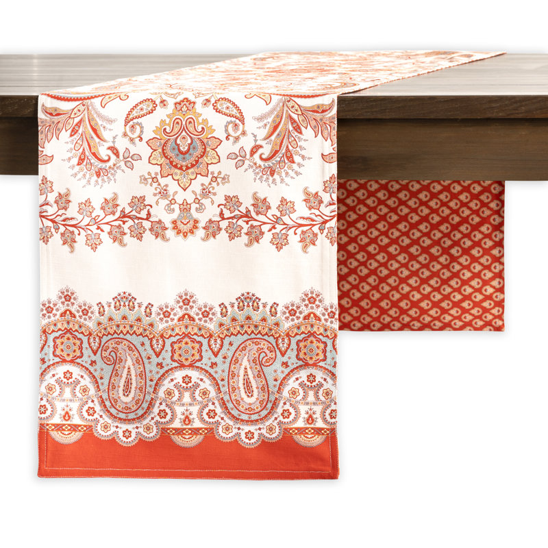 Maison D' Hermine Paisley 100% Cotton Table Runner - Double Layer 14.5 Inch By 72 Inch, 72" x 14.5"
