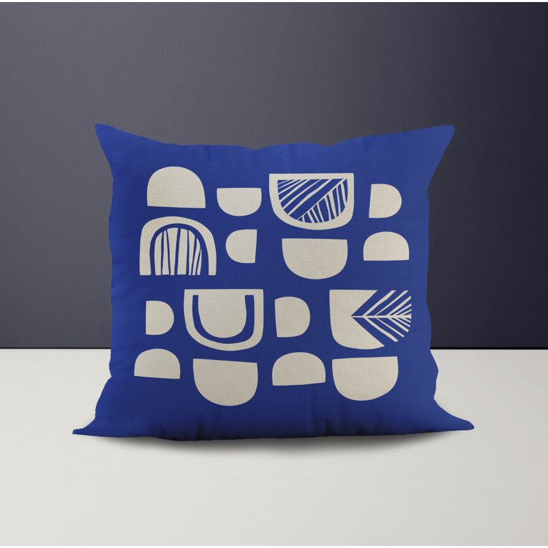 Jeté carré en polyester intérieur / extérieur, L 15 po x H 15 po, Bleu marine