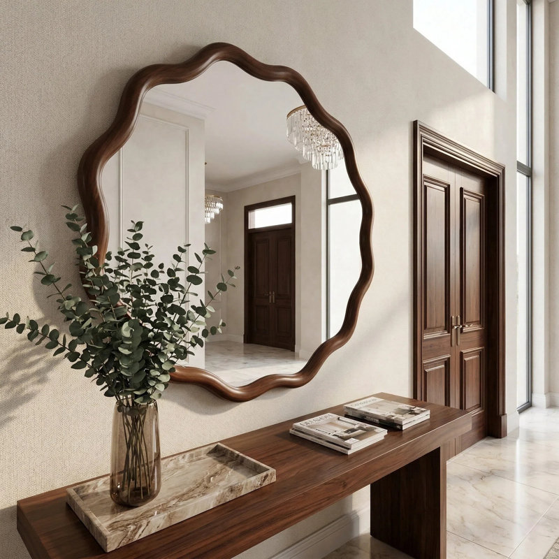 Bohème décoratif mural rond en bois Bohème, 36 po x 36 po, Dark Walnut