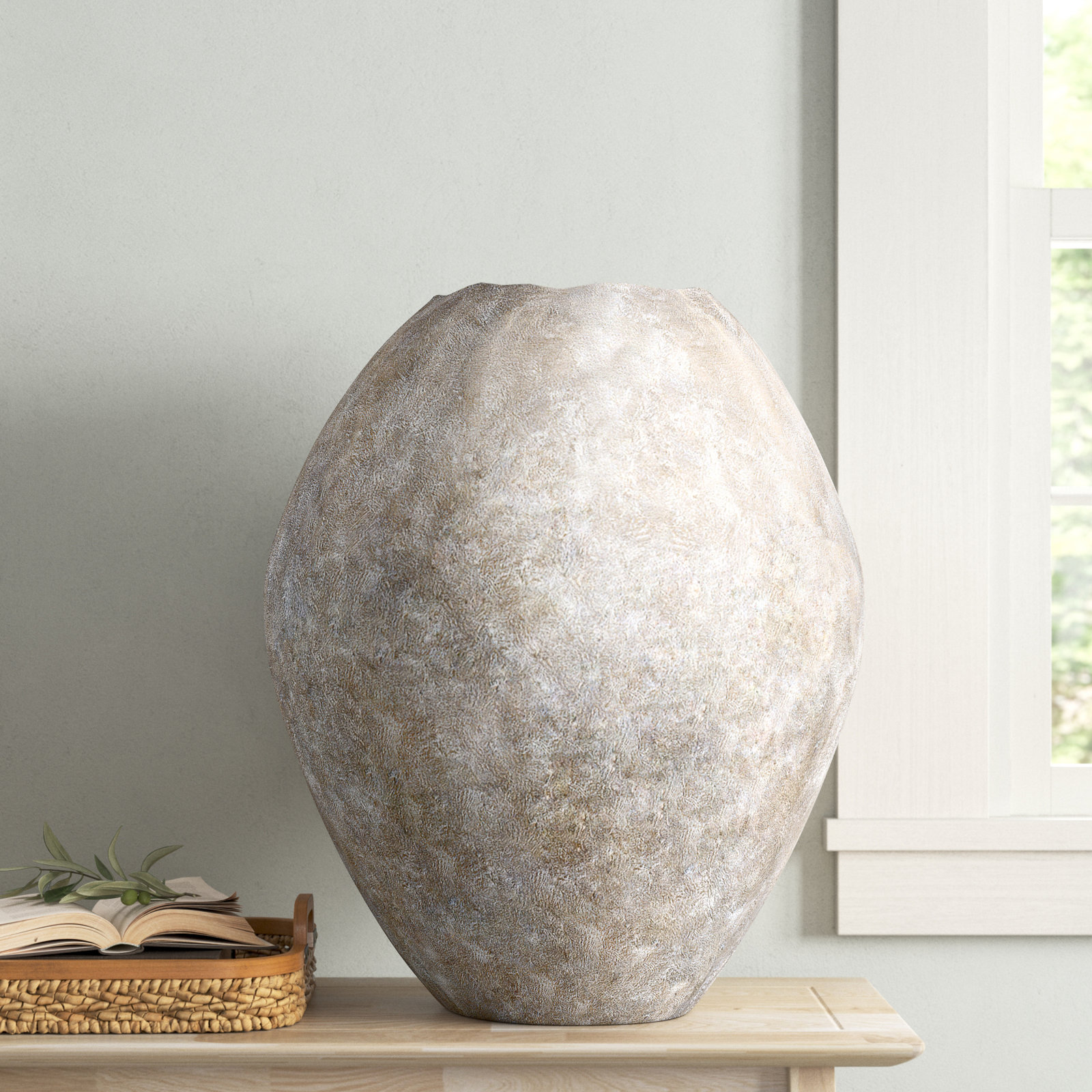 Aisling Ceramic Floor Vase, 27.6" H x 23.4" W x 23.4" D, Tan