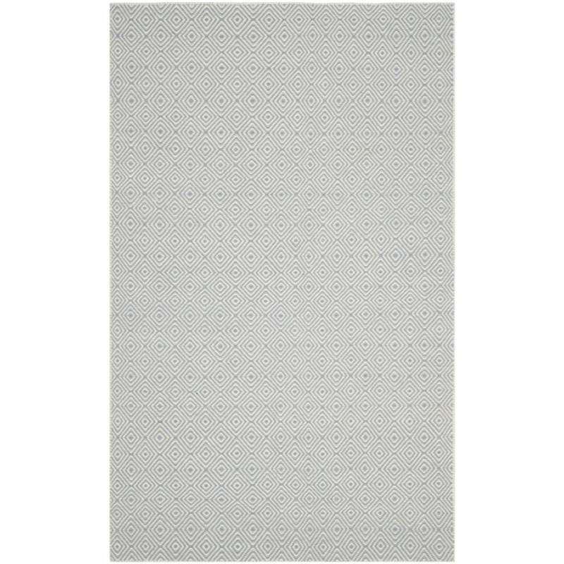 Tapis en laine / coton à tissage plat Bursaite en argent / ivoire, Rectangle 6 pi x 9 pi