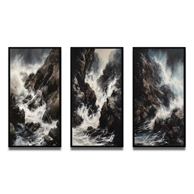 «Crashing Rocky Coastline», 3 pièces sur toile