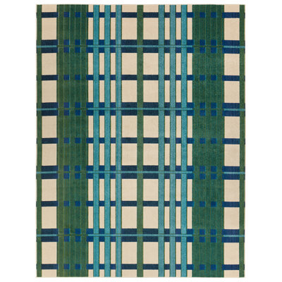Lindsey Geometric Blue Area Rug
