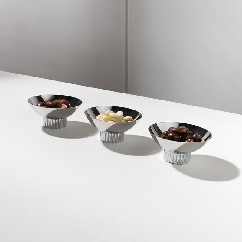 Striations Trio Bowl Set, Silver, Silver