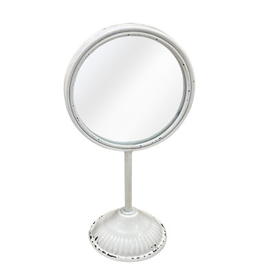 Metal 12 in. White Vintage Tabletop Mirror