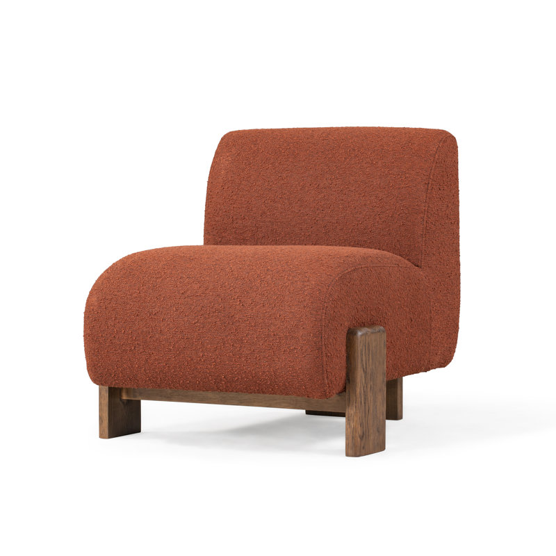 Burnt Orange Curved Wood Frame Slipper Chair