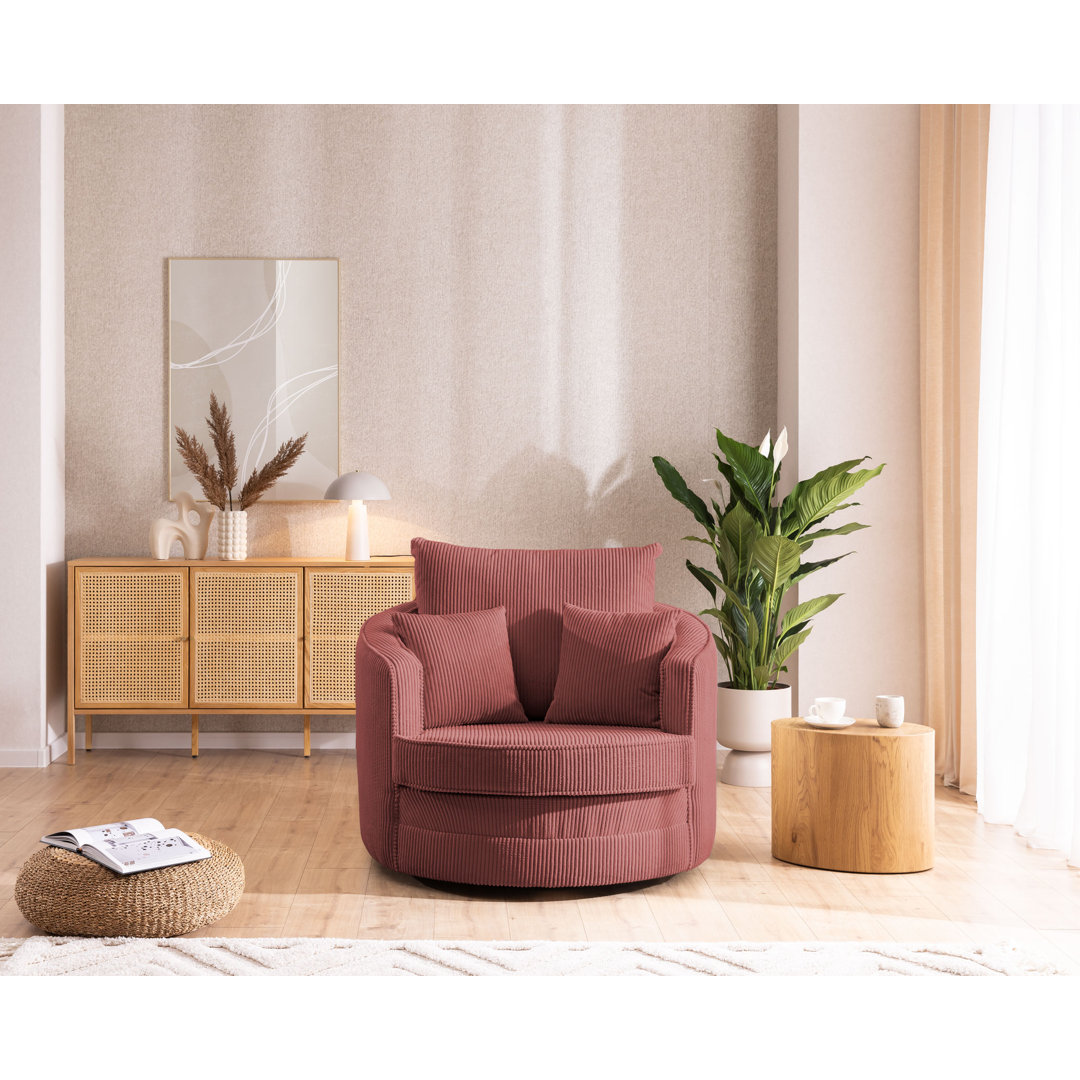 Ted Armchair Swivel Barrel Soft Chair in Cord Fabric