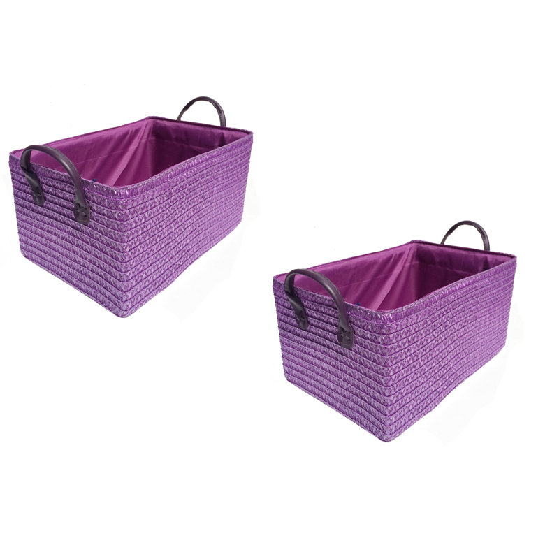 Rebrilliant Agarwal Fabric Decorative Basket, 14cm H x 26cm W x 17cm D, Purple