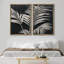 Art mural minimaliste noir sur feuille de palmier noir, impression neutre sur toile encadrée, 2 pièces-119463622-92285558-92285555