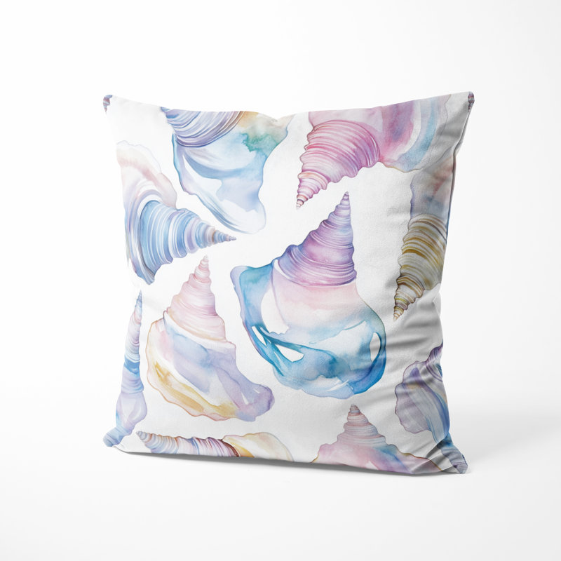 Coussin décoratif imprimé animalier - coquillage mauve, H 20 po x l 20 po