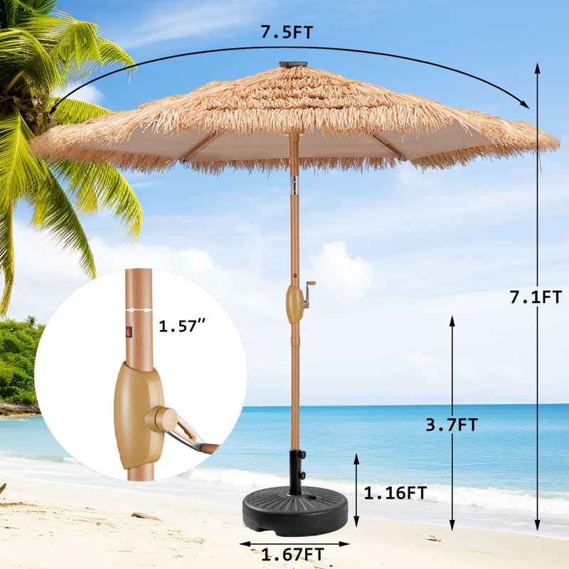 Parasol 7,5 pi avec base Chaume Palapa