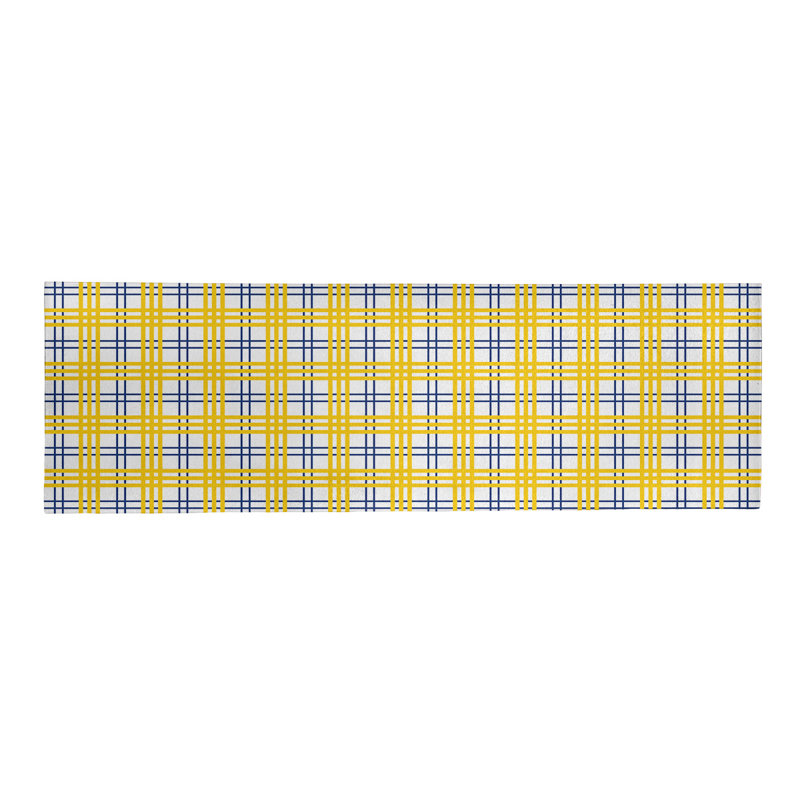 Tapis jaune / blanc à carreaux, Tapis de couloir 2 pi 6 po x 8 pi