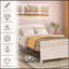 Lit plateforme en bois avec tête de lit, pied de lit et lattes en bois-203960975