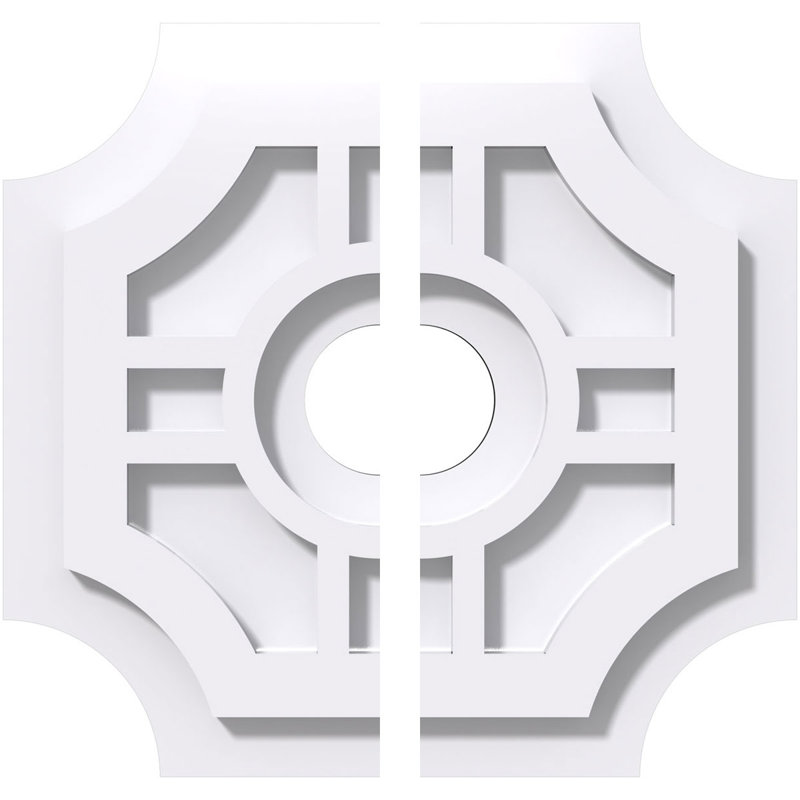 10"OD x 2"ID x 3"C x 1"P Haus Architectural Grade PVC Contemporary Ceiling Medallion, Two Piece, 1" H x 10" W x 10" D