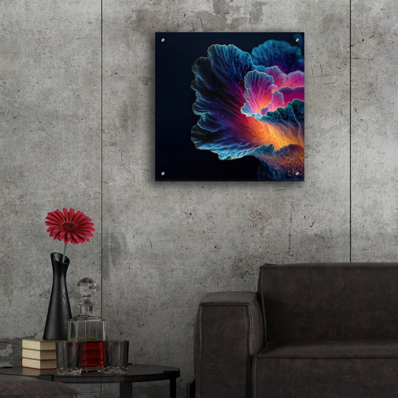 Art mural en verre épique «Morning Glory 2» par Ann Klee, 24 po x 24 po, H 24 po x l 24 po
