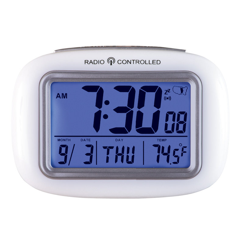Digital Atomic Tabletop Clock with Alarm in White