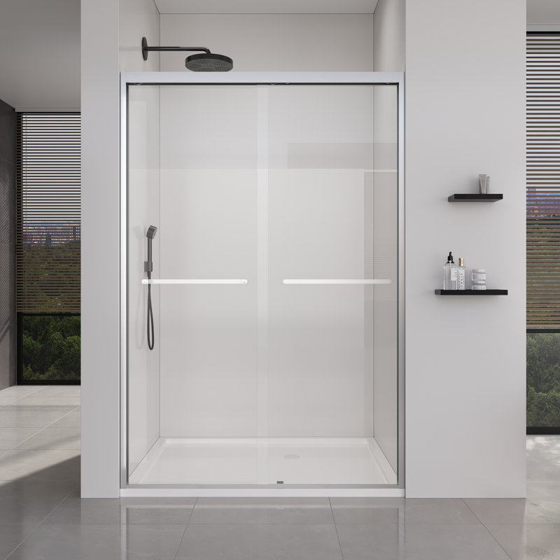 44-48*72 INCH Frame Double Sliding Soft-Close Shower Doors, Bathroom Sliding Shower Door,  (6Mm) Thick SGCC Tempered Glass Door For Bathroom Door ,Brushed Nickel