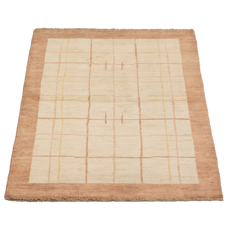 Qualiek One-of-a-Kind 4' X 6'8" New Age Wool Area Rug in Cream