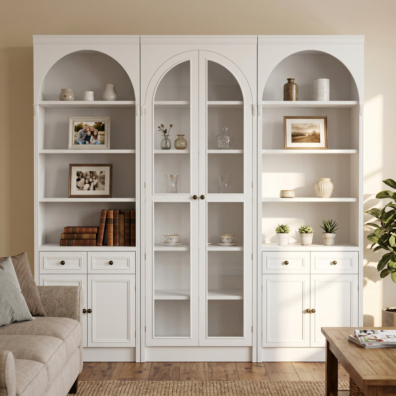86.6'' H Lighted Arched China Cabinet