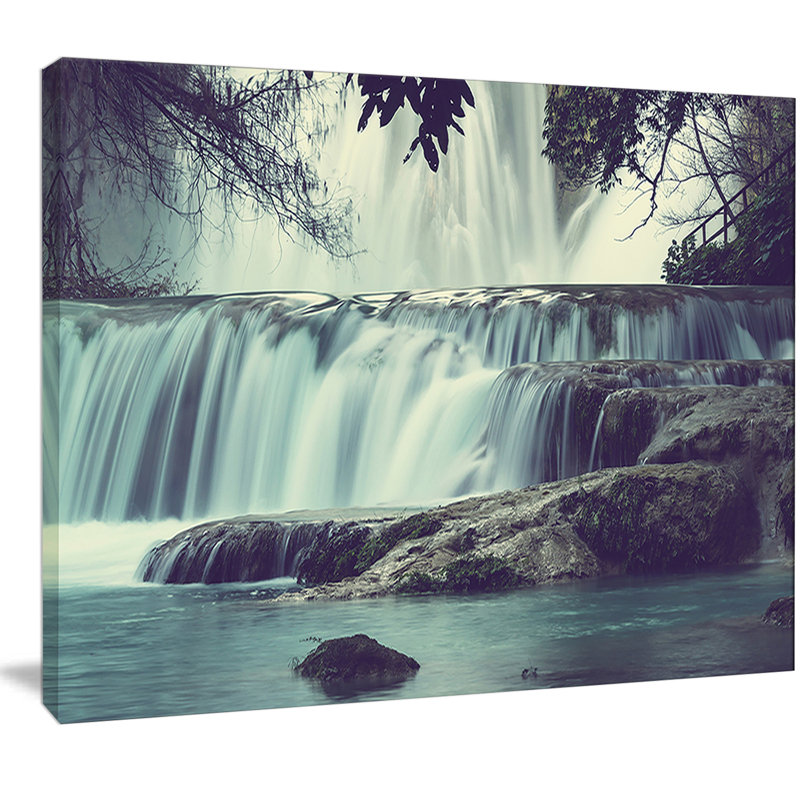 « incroyable cascade en mexique », reproduction de photo sur toile, H 12 po x l 20 po