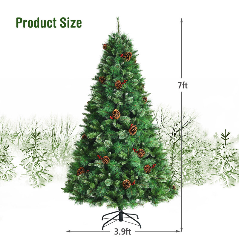 Arbre de Noël 72 po en cachemire vert 72 po avec 350 lumières DEL, H 7 pi