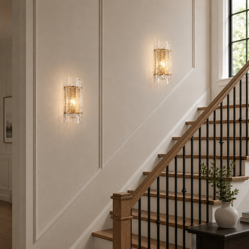 Daine 1-Light Iron Textured Glass Wall Sconce