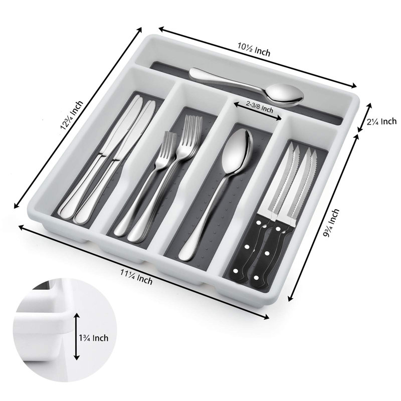 Ensemble de couverts 24 pièces avec plateau de rangement et couteaux à steak