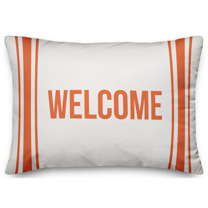 Textual Outdoor Throw Pillow, Orange
