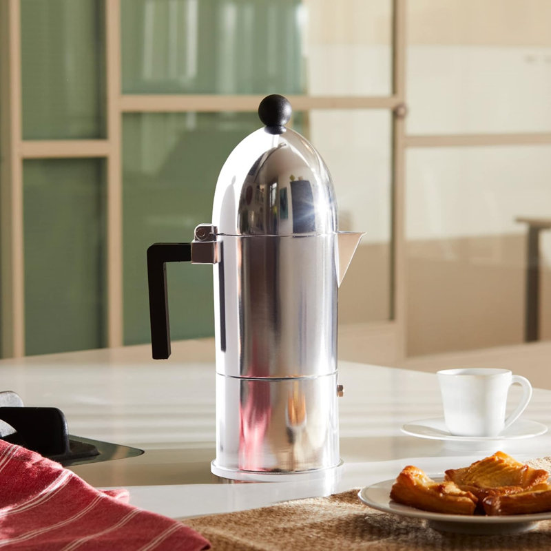 La Cupola Espresso Coffee Maker, Large, Black, Mirror Polished