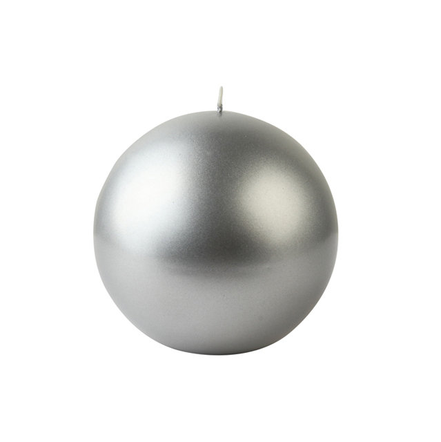 Bougie ronde, Diamètre de 4 po, Ensemble de 2, Argent métallique