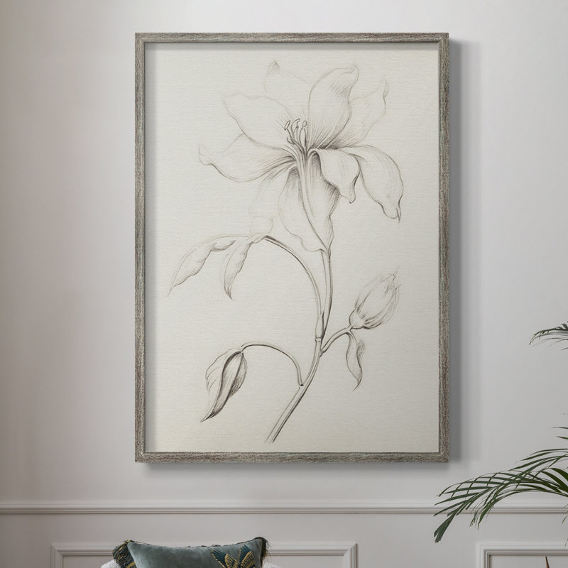 Impression florale vintage encadrée XVIIIe - bois massif, H 11 po x l 9 po