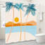 Rideau de douche abstrait turquoise style bord de mer tropical, 183 x 183 cm, idéal pour une salle de bain de vacances.