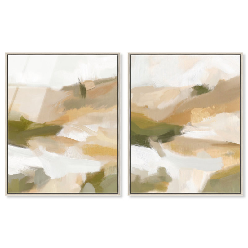 Beige Temptation Duo, ensemble de reproductions d'art mural encadrées par Art Remedy, cadre argenté, 30 x 36
