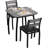 3 Piece Dining Table Set for 2, Farmhouse Kitchen Table and Upholstered Chair, Metal Frame Square Dining Room Furniture for Small Space, Apartment, Studio-229786487-209417777