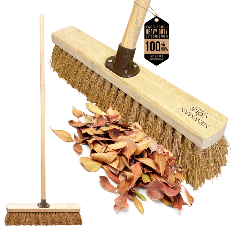 18" Soft Outdoor Broom with Natural Coco Bristle Brush