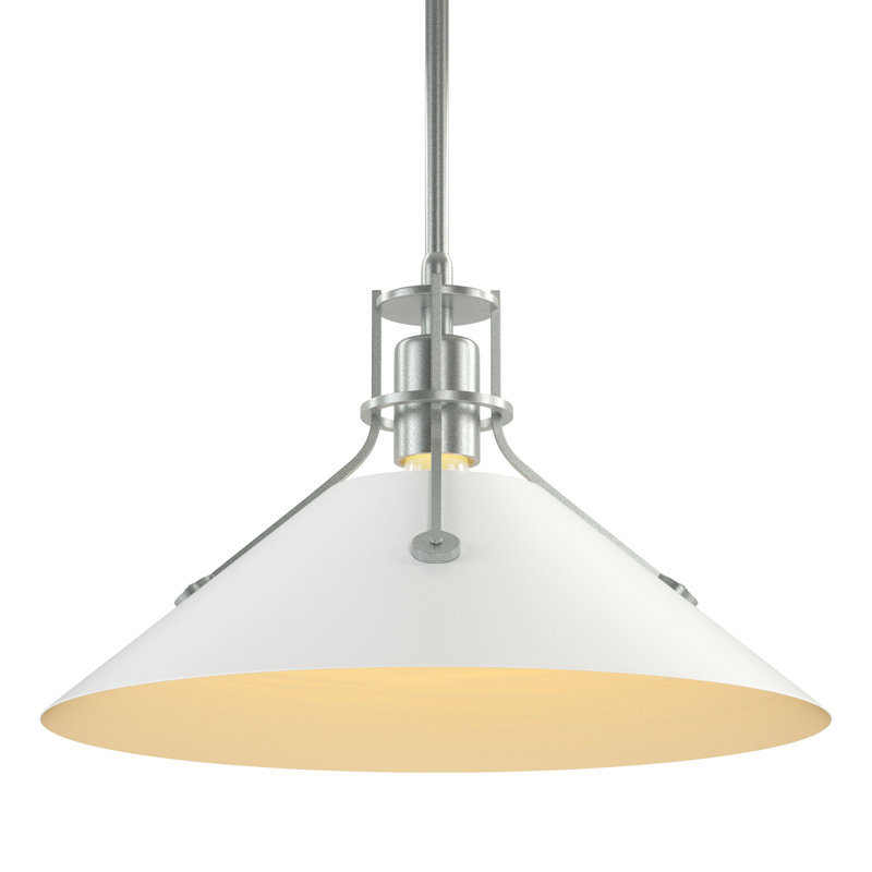 Luminaire suspendu conique à 1 lumière Henry, Platine rétro, Blanc, H 56,3 po x l 14,4 po x P 14,4 po