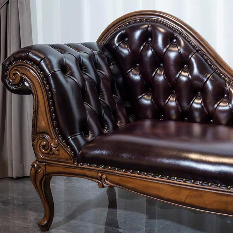 Élégante chaise en bouleau en similicuir, Orienté à gauche (vu de face)