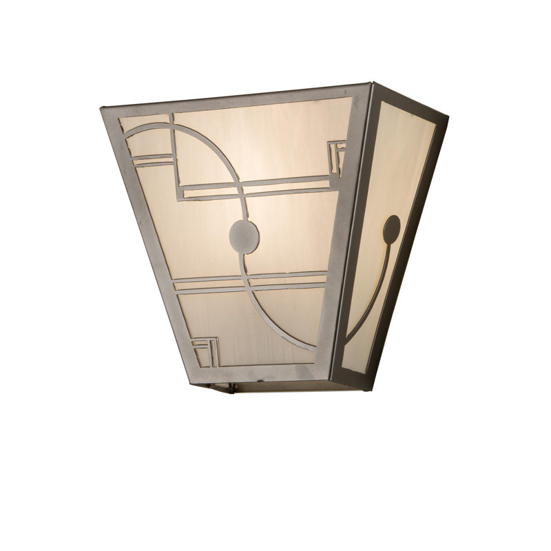 Art Deco Nickel Finish Wall Sconce with White Glass Panels